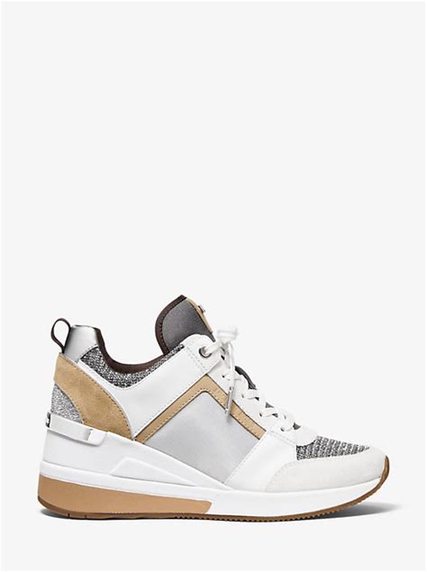 michael michael kors georgie trainer gold|georgie mixed media trainer.